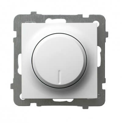 Диммер ун. проходной (регулятор освещения) поворотно-нажимной для ламп накаливания, галогенных ламп, ламп LED, ŁP-8GL2/m/00