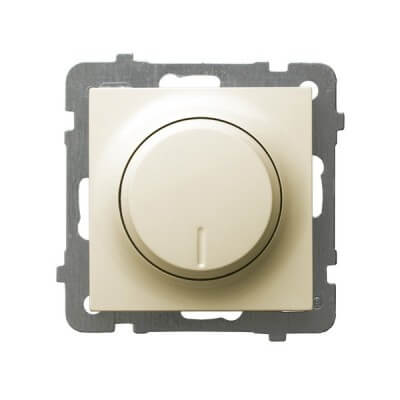 Диммер ун. проходной (регулятор освещения) поворотно-нажимной для ламп накаливания, галогенных ламп, ламп LED, ŁP-8GL2/m/27