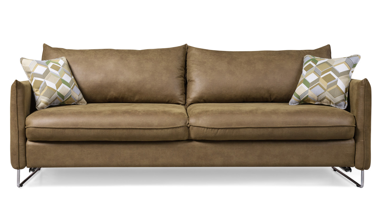 Мега: диван прямой трехместный на хромированных опорах, со спальным местом